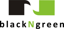 Logo featuring black and green colors