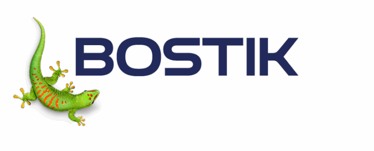 Bostik logo with gecko illustration