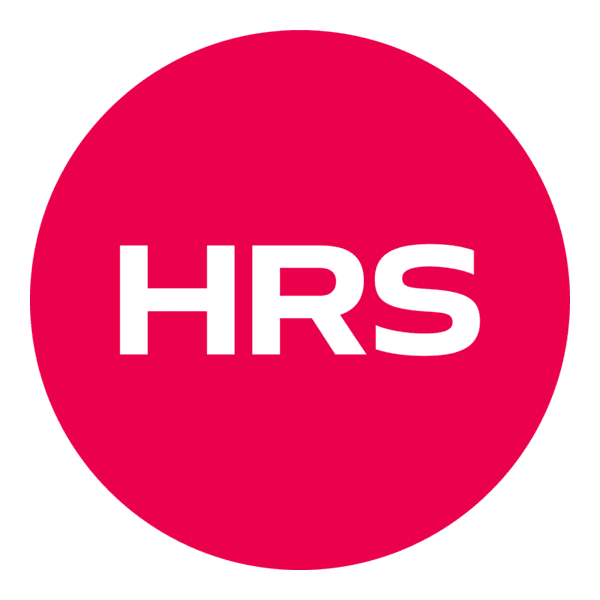 White HRS text on pink circle